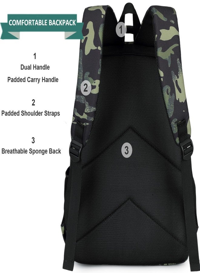 JIANYA Boys Backpack Kids School Backpack Big Student Laptop Backpack Middle School Bookbag Teen Boy Travel Daypack, 17.7 IN Camo Green - Image 3